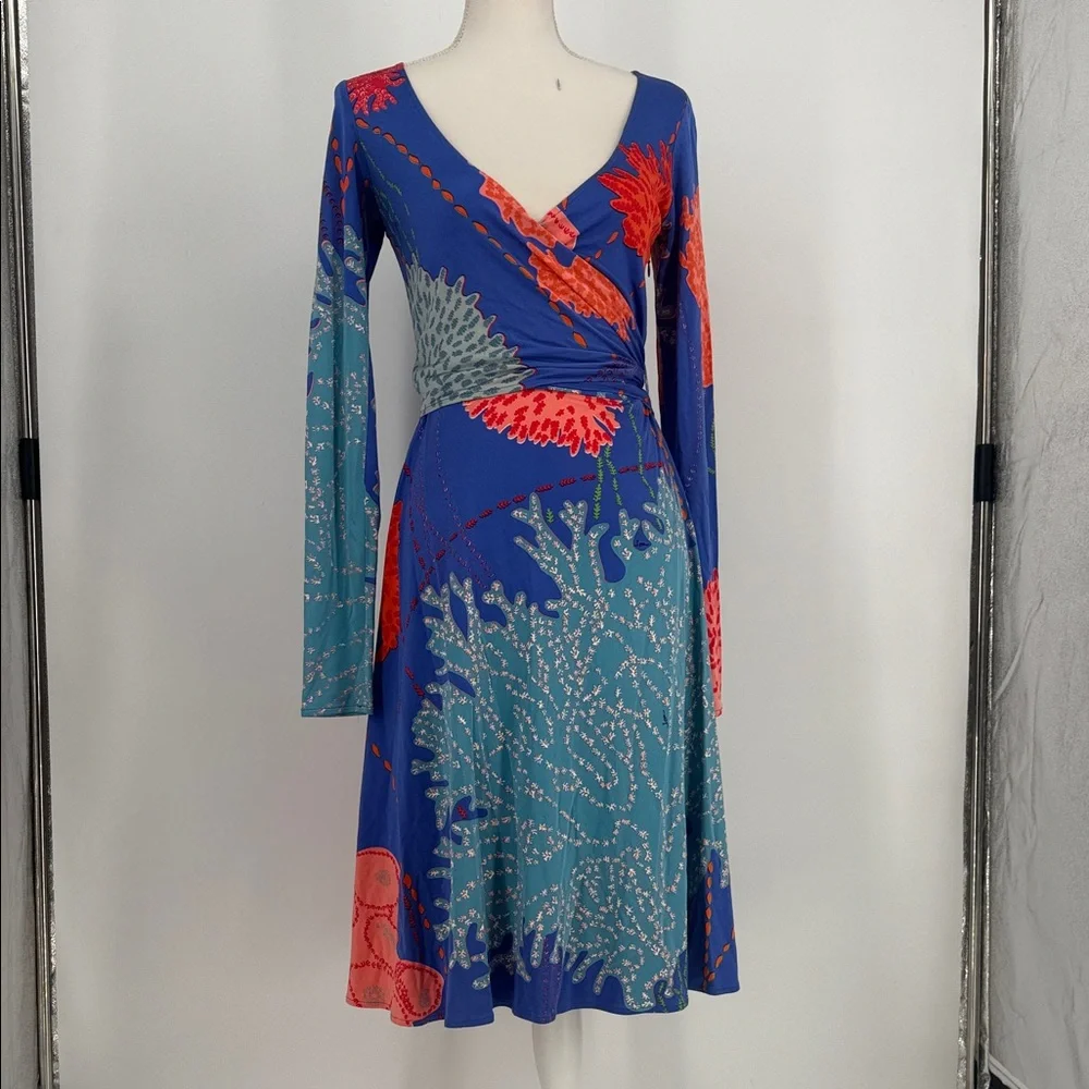ISSA London Colorful Wrap Style Dress Size 8 100% silk - Picture 2 of 11